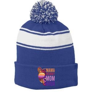 Mama Mommy Mom Bruh Lion Gift Stripe Pom Pom Beanie