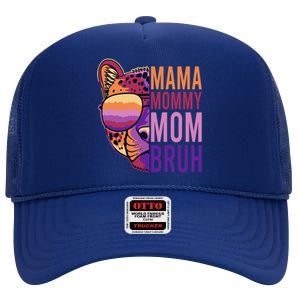 Mama Mommy Mom Bruh Lion Gift High Crown Mesh Back Trucker Hat