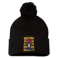 Mustard Meme Pom Pom 12in Knit Beanie