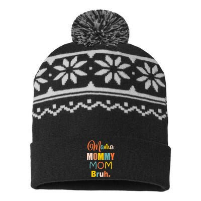 Mama Mommy Mom Bruh. Funny Boy Girl Mom Life USA-Made Snowflake Beanie