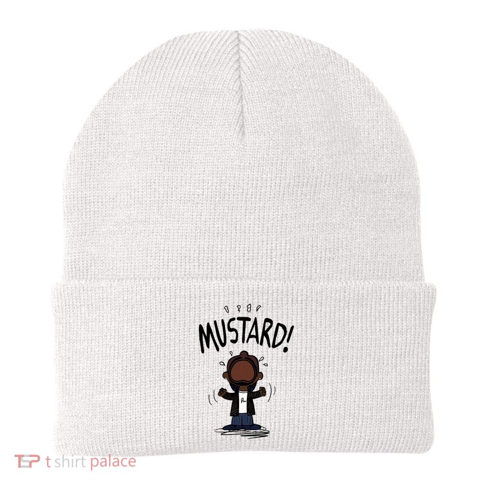 Mustard Meme Knit Cap Winter Beanie