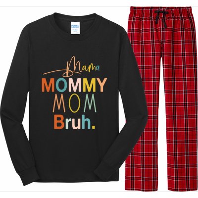 Mama Mommy Mom Bruh Mommy And Me Funny Boy Mom Life Sweatshirt Long Sleeve Pajama Set