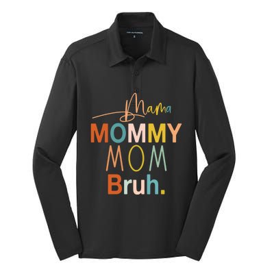 Mama Mommy Mom Bruh Mommy And Me Funny Boy Mom Life Sweatshirt Silk Touch Performance Long Sleeve Polo