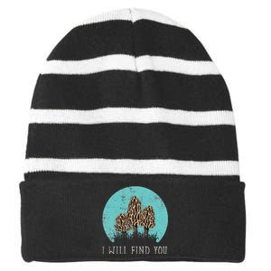 Morel Mushroom Mushroom Mushroom Collector Mushroom Graphic Striped Beanie with Solid Band