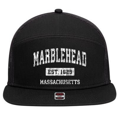 Marblehead Massachusetts Ma Vintage Sports Established 7 Panel Mesh Trucker Snapback Hat