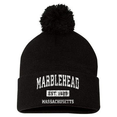 Marblehead Massachusetts Ma Vintage Sports Established Pom Pom 12in Knit Beanie