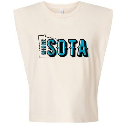 Minnesota Map MN Outline Minne Sota Garment-Dyed Women's Muscle Tee