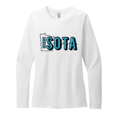 Minnesota Map MN Outline Minne Sota Womens CVC Long Sleeve Shirt