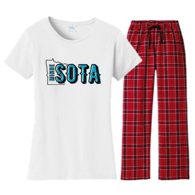 Minnesota Map MN Outline Minne Sota Women's Flannel Pajama Set