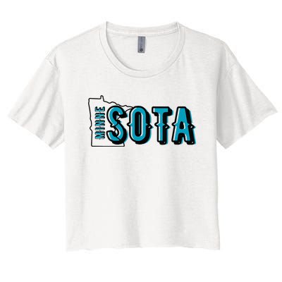 Minnesota Map MN Outline Minne Sota Women's Crop Top Tee