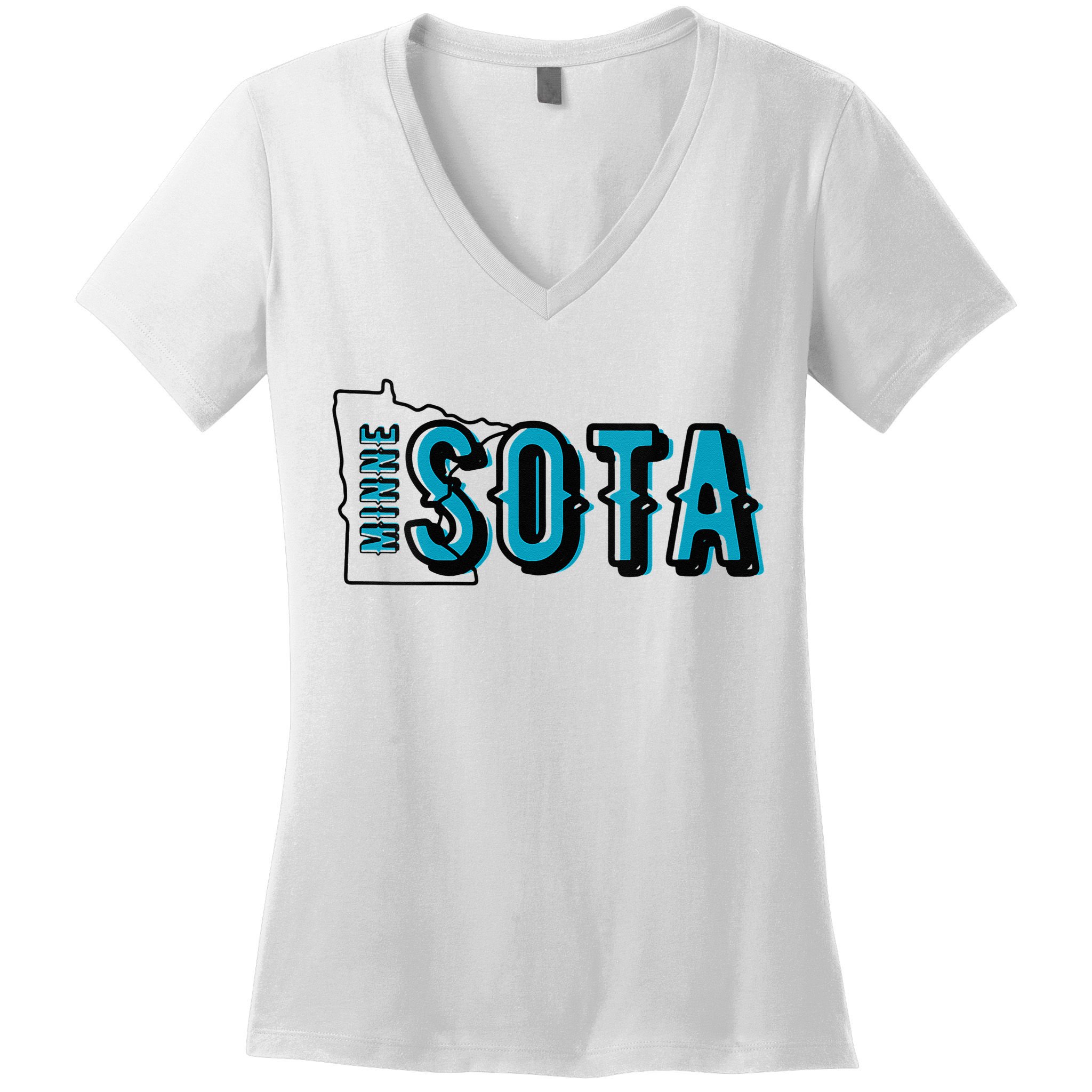 Minnesota Map MN Outline Minne Sota Women's V-Neck T-Shirt