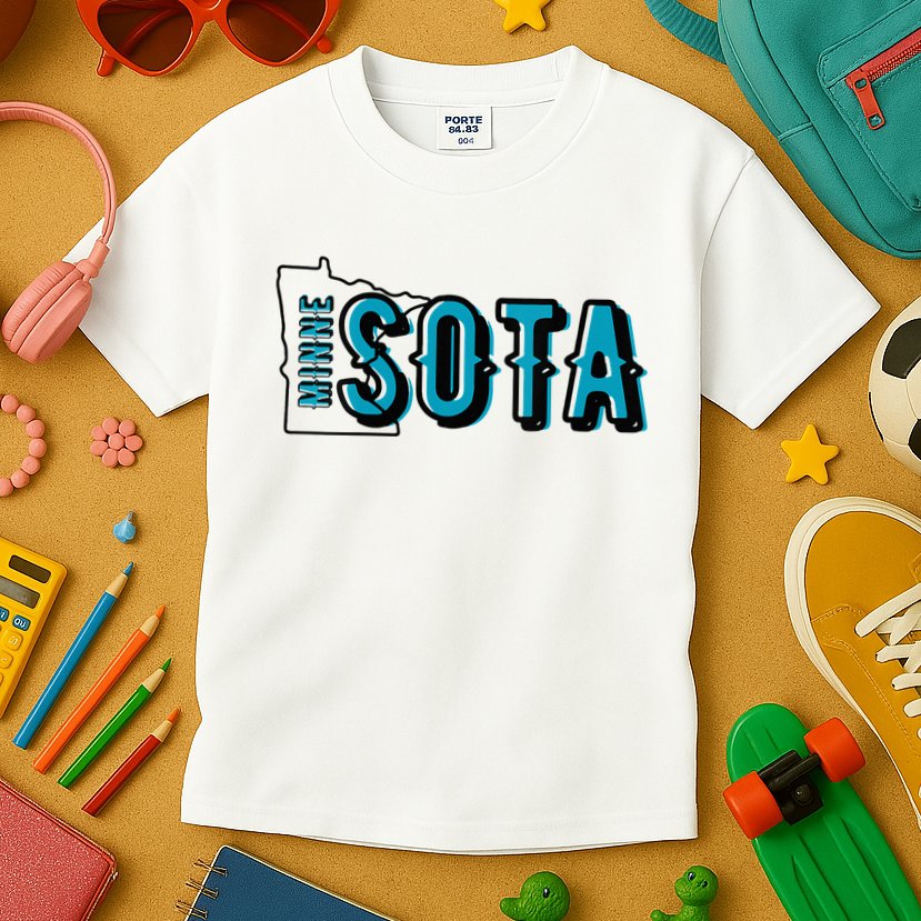 Minnesota Map MN Outline Minne Sota Kids T-Shirt
