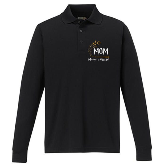 Magical Mom Manager of Mischief Mother's Day  Performance Long Sleeve Polo