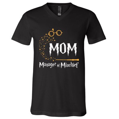 Magical Mom Manager of Mischief Mother's Day  V-Neck T-Shirt