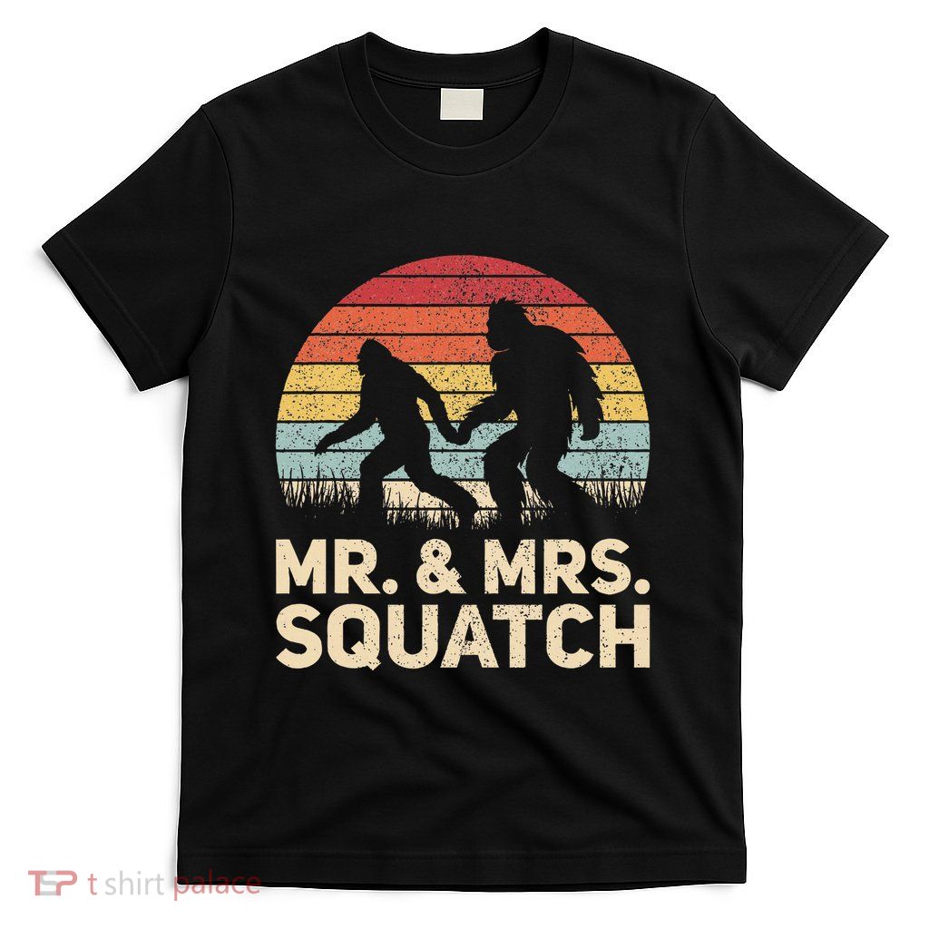 Matching Mr & Mrs Outfit Husband Wife Funny Wedding Bigfoot T-Shirt