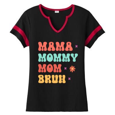 Ma Mama Mom Bruh Vintage Retro Ladies Halftime Notch Neck Tee