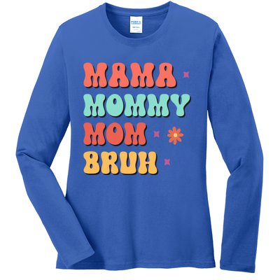 Ma Mama Mom Bruh Vintage Retro Ladies Long Sleeve Shirt