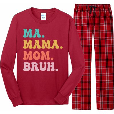 Ma Mama Mom Bruh Vintage Retro Long Sleeve Pajama Set