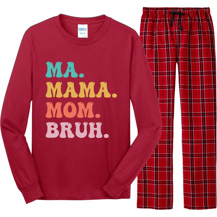 Ma Mama Mom Bruh Vintage Retro Long Sleeve Pajama Set