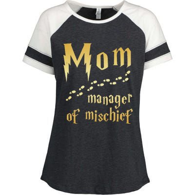 Magical Mom Manager Of Mischief Enza Ladies Jersey Colorblock Tee