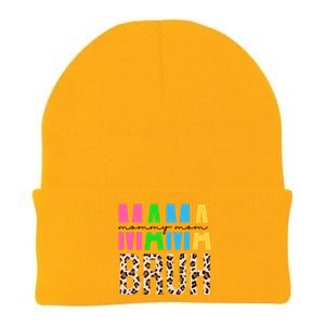 Mama Mommy Mom Bruh Cheetah Print Knit Cap Winter Beanie