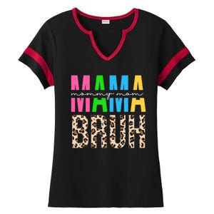 Mama Mommy Mom Bruh Cheetah Print Ladies Halftime Notch Neck Tee