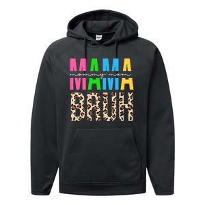 Mama Mommy Mom Bruh Cheetah Print Performance Fleece Hoodie