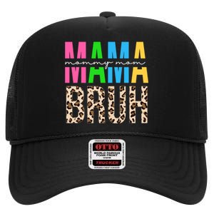 Mama Mommy Mom Bruh Cheetah Print High Crown Mesh Back Trucker Hat