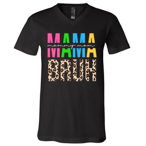 Mama Mommy Mom Bruh Cheetah Print V-Neck T-Shirt