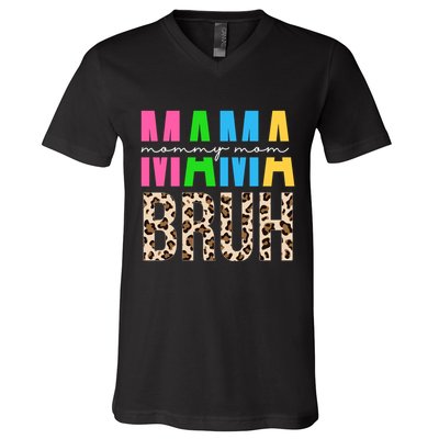 Mama Mommy Mom Bruh Cheetah Print V-Neck T-Shirt