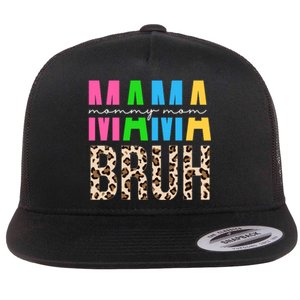 Mama Mommy Mom Bruh Cheetah Print Flat Bill Trucker Hat