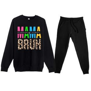 Mama Mommy Mom Bruh Cheetah Print Premium Crewneck Sweatsuit Set