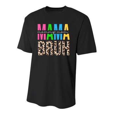 Mama Mommy Mom Bruh Cheetah Print Youth Performance Sprint T-Shirt