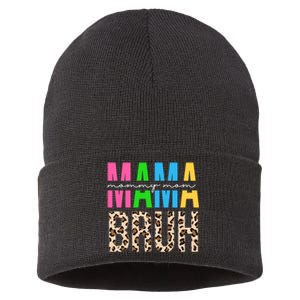 Mama Mommy Mom Bruh Cheetah Print Sustainable Knit Beanie