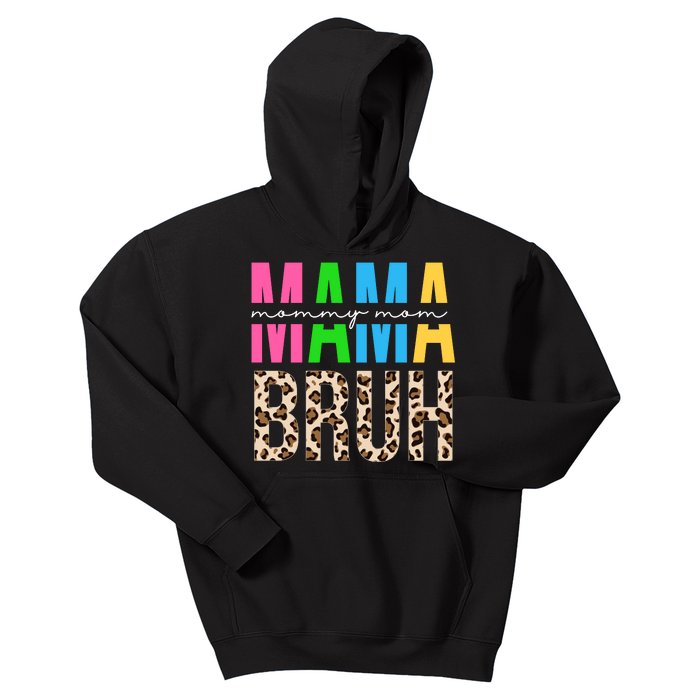 Mama Mommy Mom Bruh Cheetah Print Kids Hoodie