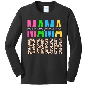 Mama Mommy Mom Bruh Cheetah Print Kids Long Sleeve Shirt