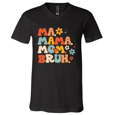 Ma Mama Mom Bruh Vintage Retro V-Neck T-Shirt