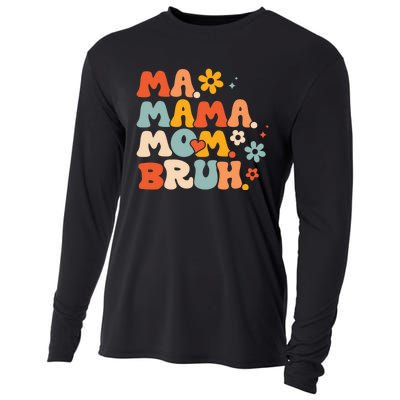 Ma Mama Mom Bruh Vintage Retro Cooling Performance Long Sleeve Crew