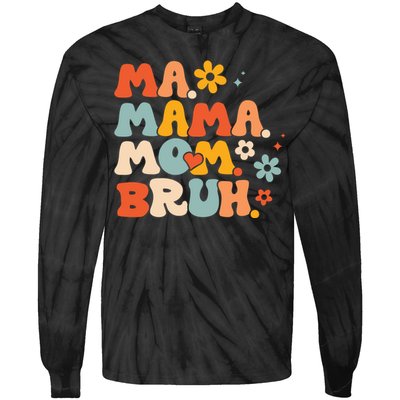 Ma Mama Mom Bruh Vintage Retro Tie-Dye Long Sleeve Shirt