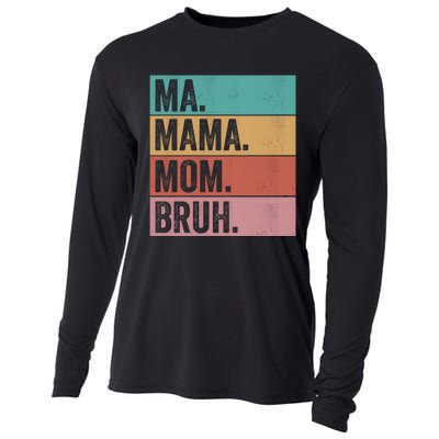 Ma Mama Mom Bruh Vintage Retro Cooling Performance Long Sleeve Crew