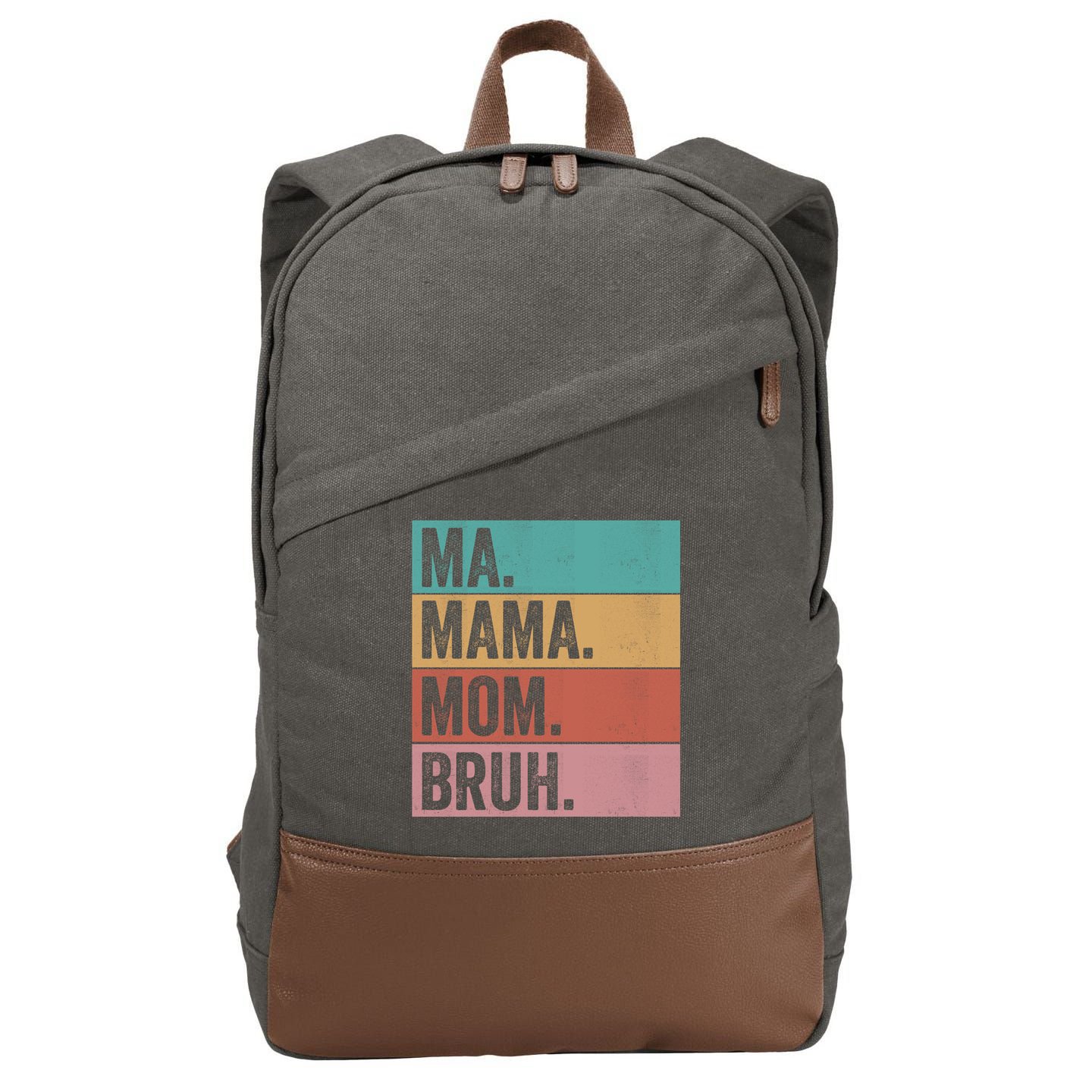 Ma Mama Mom Bruh Vintage Retro Cotton Canvas Backpack