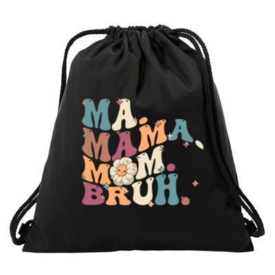 Ma Mama Mom Bruh Vintage Retro Drawstring Bag