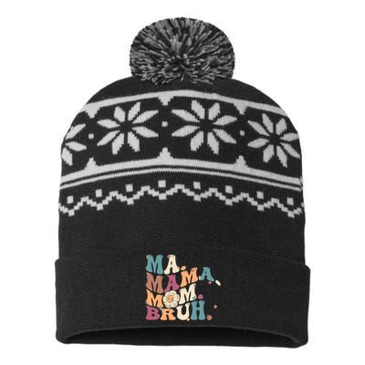 Ma Mama Mom Bruh Vintage Retro USA-Made Snowflake Beanie