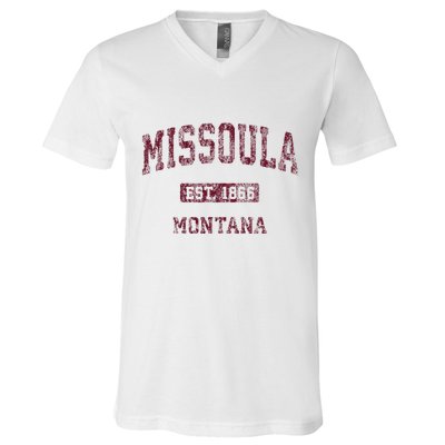 Missoula Montana Mt Vintage Athletic Sports Design V-Neck T-Shirt