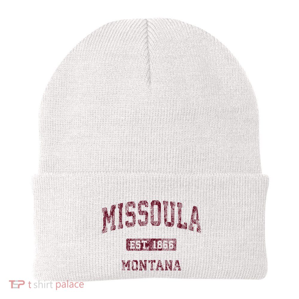 Missoula Montana Mt Vintage Athletic Sports Design Beanie