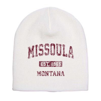 Missoula Montana Mt Vintage Athletic Sports Design Short Acrylic Beanie