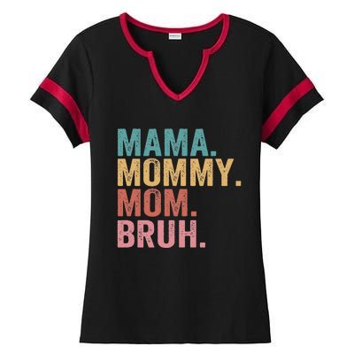 Mama Mommy Mom Bruh Mothers Day Vintage Funny Mother Ladies Halftime Notch Neck Tee