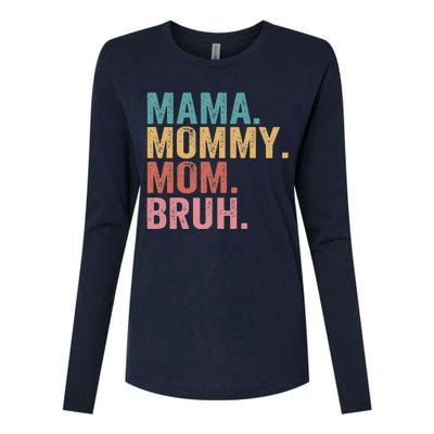 Mama Mommy Mom Bruh Mothers Day Vintage Funny Mother Womens Cotton Relaxed Long Sleeve T-Shirt