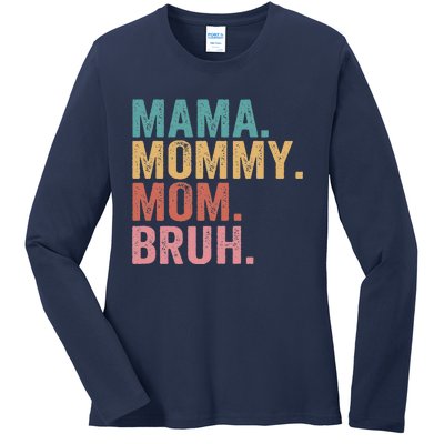 Mama Mommy Mom Bruh Mothers Day Vintage Funny Mother Ladies Long Sleeve Shirt