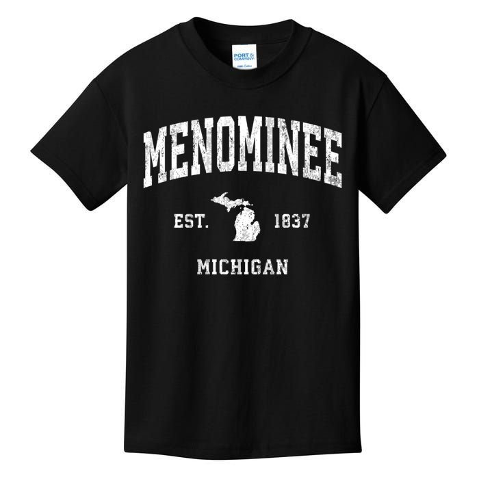 Menominee Michigan Mi Vintage Athletic Sports Kids T-Shirt